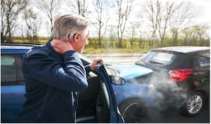Man Worried by a Car Accident