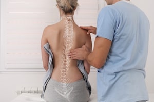 Doctor checking spine